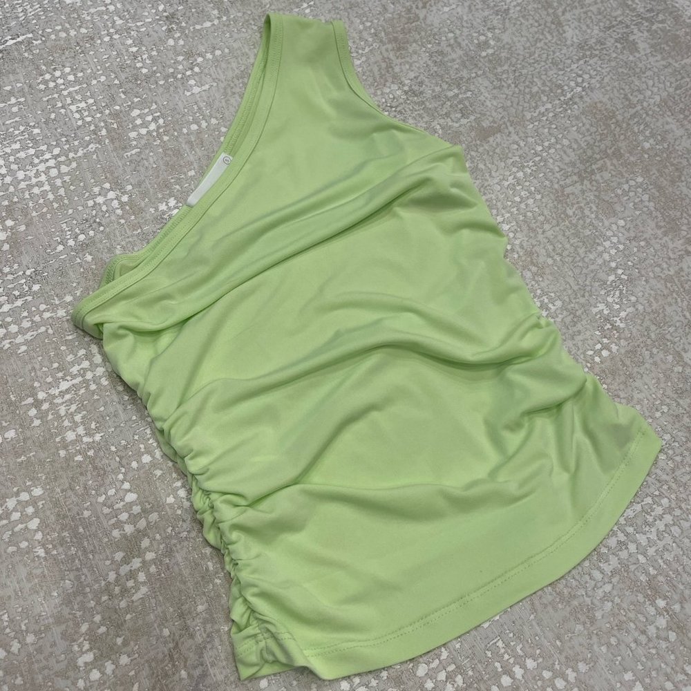 One-Shoulder Tank Top w/Ruched Sides - Six/Fifty